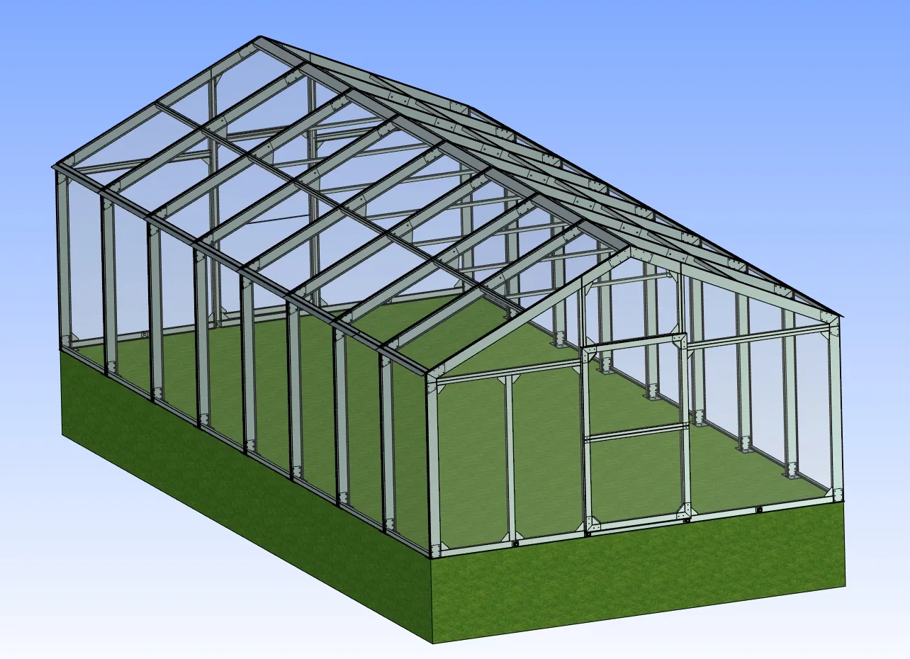 3D model of a modular greenhouse structural system