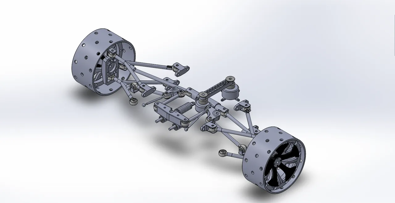 3D model of a pushrod suspension for an RC car