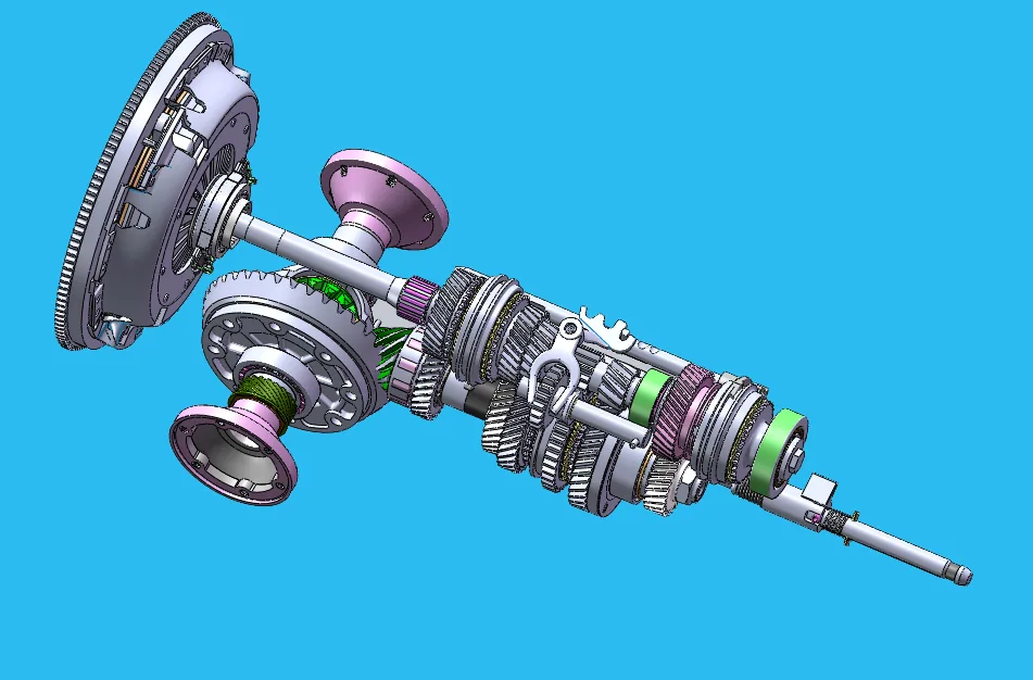 Exploded 3D model of a Volkswagen manual transmission